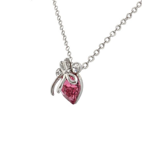 Dije Cristal Swarovski Corazon Rosa Baño Rodio Farcelli Jewelry INCLUYE CAJA PARA REGALO