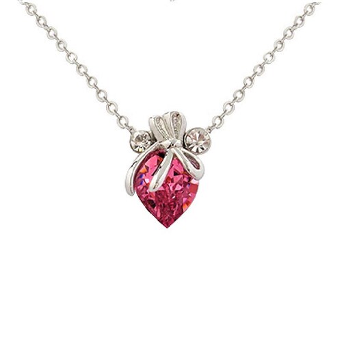 Dije Cristal Swarovski Corazon Rosa Baño Rodio Farcelli Jewelry INCLUYE CAJA PARA REGALO