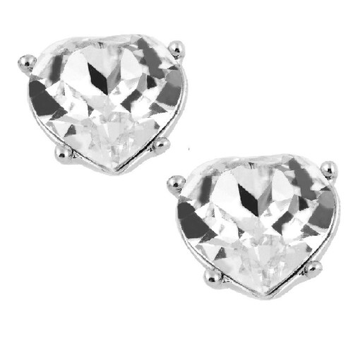 Set Corazon Cristales Swarovski Baño Rodio Farcelli Jewelry INCLUYE CAJA PARA REGALO