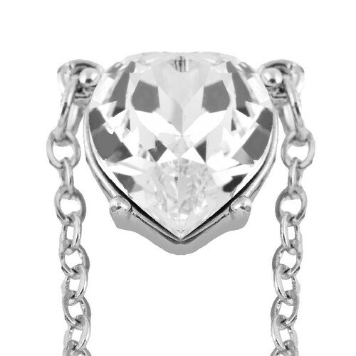 Set Corazon Cristales Swarovski Baño Rodio Farcelli Jewelry INCLUYE CAJA PARA REGALO