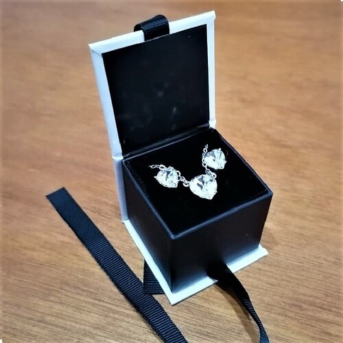 Set Corazon Cristales Swarovski Baño Rodio Farcelli Jewelry INCLUYE CAJA PARA REGALO