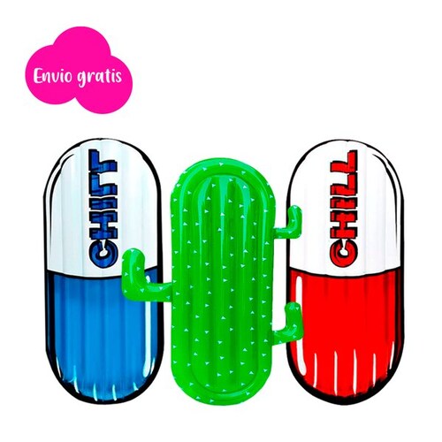 Inflable Paquete de Pastillas Salvavidas Flotador y Cactus Montable