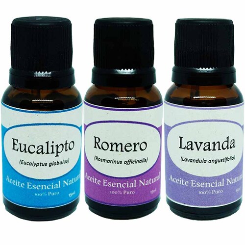 Eucalipto Romero Lavanda Aceite Esencial Natural 3 Frascos Kit Difusor Krisamex
