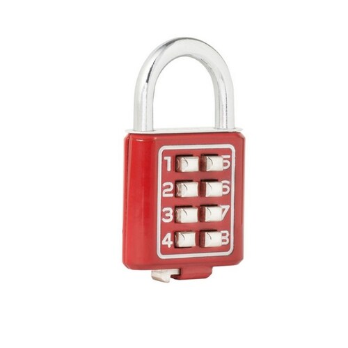 Candado Combinacion Digitos Boton Corto 40 Mm Rojo Lock