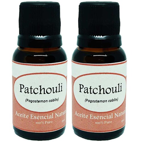 Patchouli Pachuli Pachuly Aceite Esencial Natural 2 Frascos Kit Difusor Krisamex