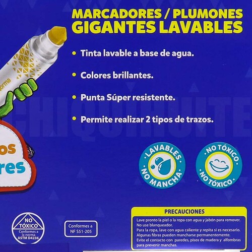 Marcadores Norma Gigantes Agua 10 Colores Trazo Grueso y Delgado
