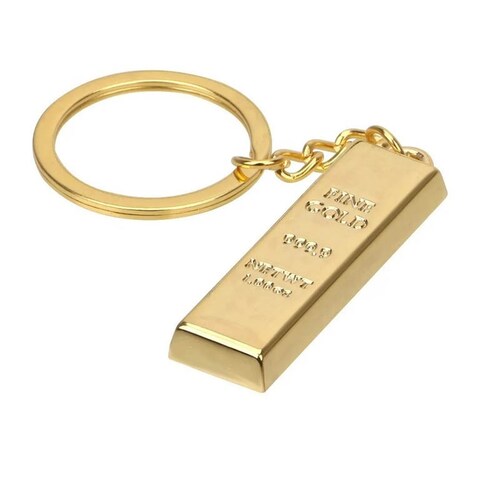 Llavero En Forma De Lingote De Oro Dorado