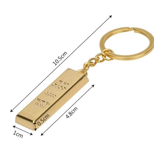Llavero En Forma De Lingote De Oro Dorado