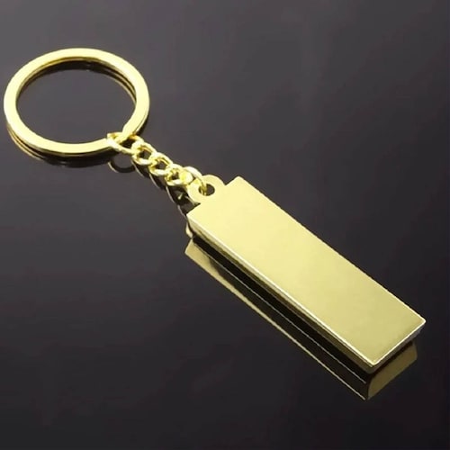 Llavero En Forma De Lingote De Oro Dorado