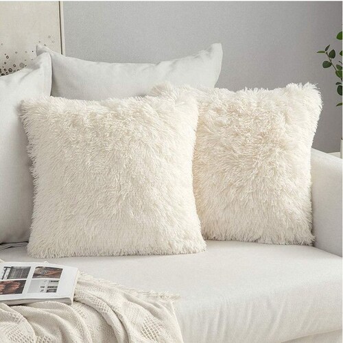 Cojín Decorativo Peludo tipo peluche 45X45CM, Felpa Suave para la decoración de salas, oficina o recamara