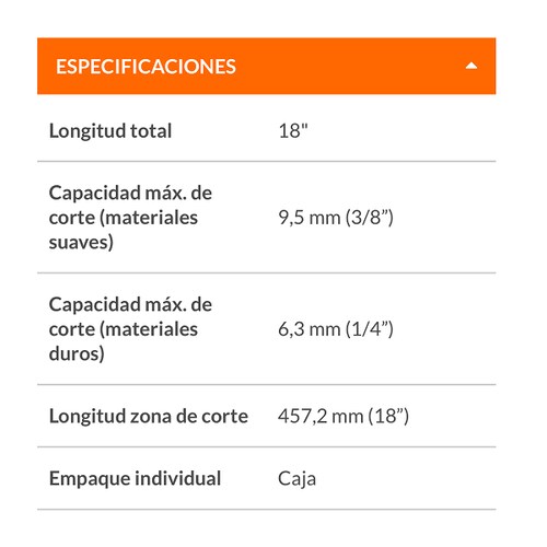 CORTADOR DE CADENAS CORTAPERNOS CIZALLAS PINZAS PARA CORTAR DE 18 TRUPER