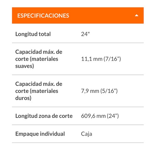 CORTADOR DE CADENAS CORTAPERNOS CIZALLAS PINZAS PARA CORTAR DE 24 TRUPER