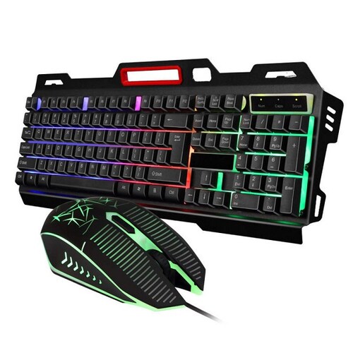 KIT TECLADO y MOUSE GAMER CON BASE DE METAL y LUZ RGB CMK 198