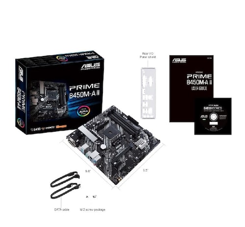 Tarjeta Madre PRIME B450M-A II Zócalo AMD AM4 PLACA MADRE PC ENSAMBLE 128GB NEGRO HDMI COMPUTADORA