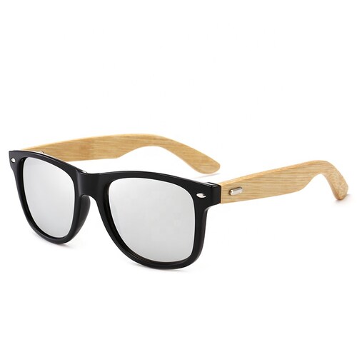 Lentes De Sol Sellingo, De Bamboo Y Madera Colores Bambu, Plata