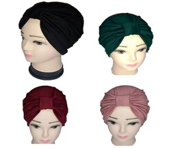 Gorros para Dama tipo turbantes algodón seda (pack 4 piezas). Oncologicos, alopecia, restaurant.
