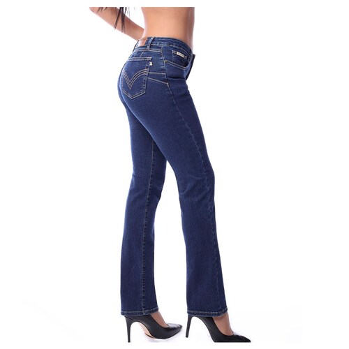 Pantalón de mezclilla para dama Dayana Ajustable POMP! Levanta pompa Corte Recto 