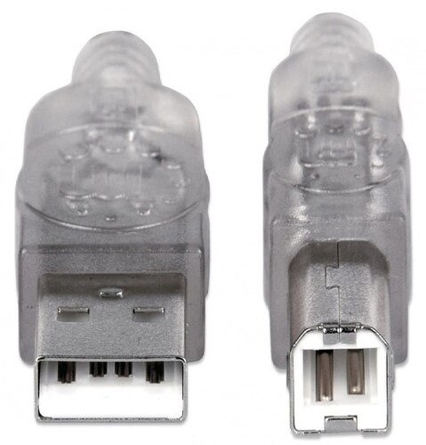 CABLE USB 2.0 MANHATTAN A-B DE 1.8 MTS PLATA IMPRESORA REDES DATOS 333405 PC LAP MAC IMPRESION OFIC