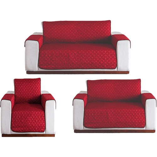 Protectores de Sala  | Doble vista Rojo/Café | Set de 3 Piezas | Tela repelente