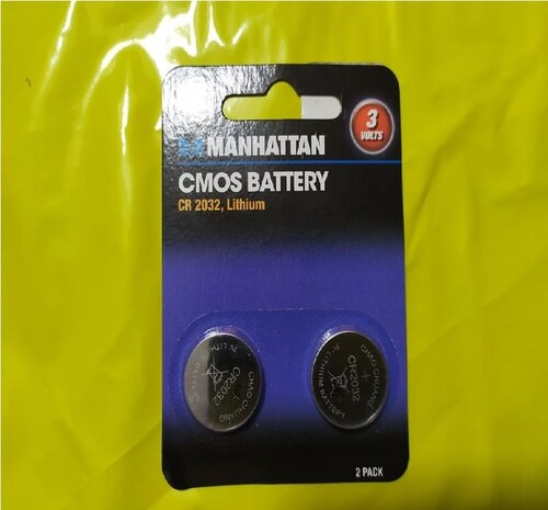 BATERIA PILA CMOS CR2032 MANHATTAN 2 PIEZAS 3V LITIO TARJETA MADRE CONTROL RELOJ COCHERA CAMARA PC