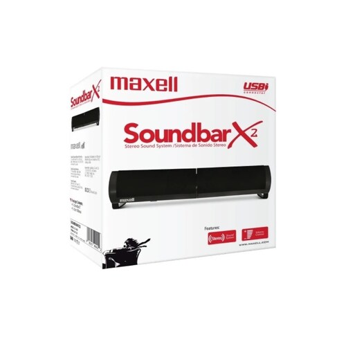 Bocina Para Computadora Maxell, Soundbar X2, Tipo Barra 3.5 Mm, 2.0 Canales, 347133