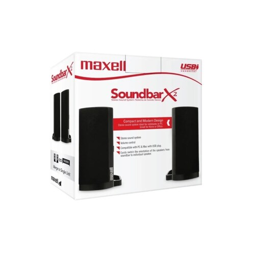 Bocina Para Computadora Maxell, Soundbar X2, Tipo Barra 3.5 Mm, 2.0 Canales, 347133
