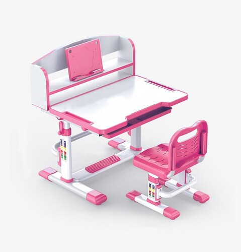 ESCRITORIO ERGONOMICO PARA NIÑOS CON LIBRERO SOFDESK ROSA