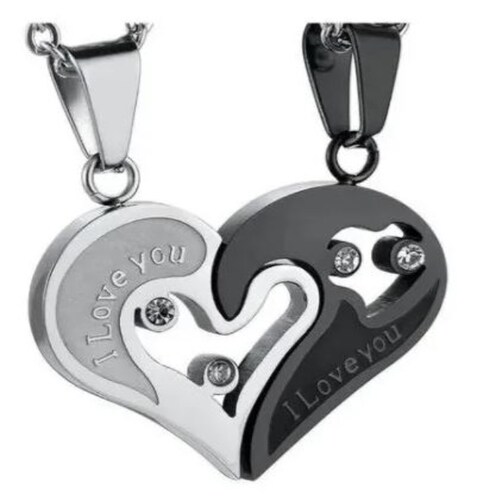 2 Collares De Corazon Para Pareja Regalo Amor Novios Detalle