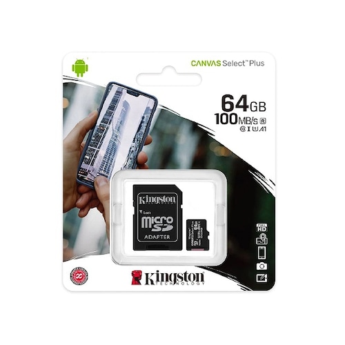 MEMORIA MICRO SD 64GB CLASE 10 KINGSTON 100 MB/s