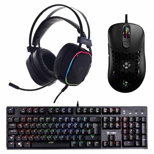 Kit gamer Vsg Latam RGB teclado mecánico mouse y audífonos