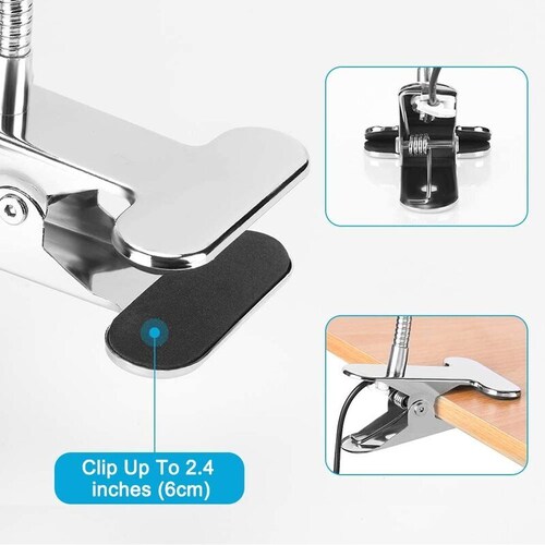 Lámpara led de escritorio TECK TECK con clip portátil para maquillaje, tatuaje, uñas. 3.5 pulgadas plata no incluye conector usb