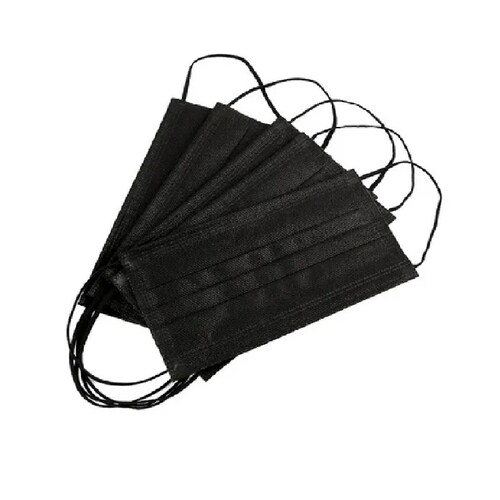 Cubrebocas Tricapa  Termosellado, 50 PCS NEGRO  Plisado, Ajuste Nasal  TRICAPA