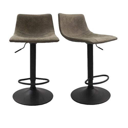 Set dos Bancos 630-1 Taupe tapizado en tipo Gamuza o Suede Fabric para barra de altura Ajustable giratorio con Posapie y base en color negro mate
