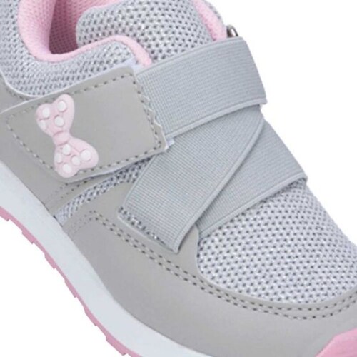 Tenis Casual Para Niña Gris Con Moño Rosa 962747