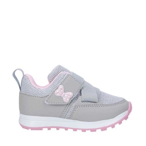 Tenis Casual Para Niña Gris Con Moño Rosa 962747