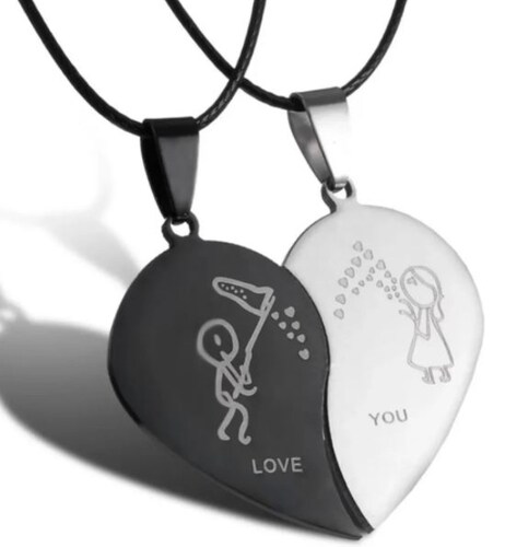 2 Collares Mitad Corazon Pareja Regalo Amor Novios Detalle