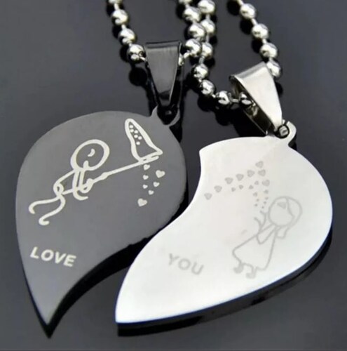 2 Collares Mitad Corazon Pareja Regalo Amor Novios Detalle
