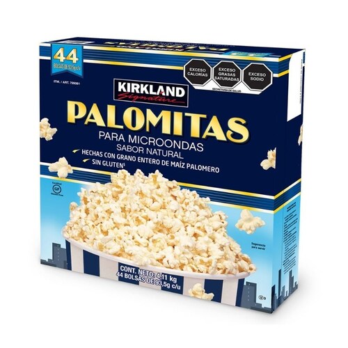 Caja Palomitas Microondas Kirkland 44 bolsas 93.5g - Natural