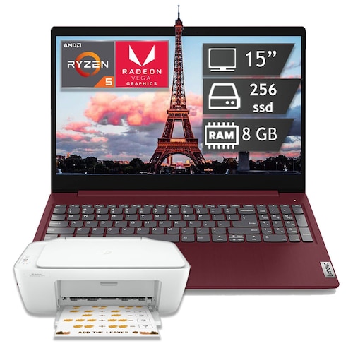 Laptop Lenovo 15" Ryzen 5 3500u Quad 8gb Ram 256gb Ssd + Impresora multifuncional