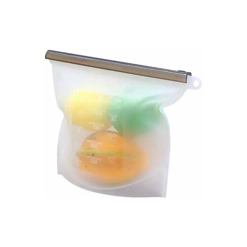 Bolsa de Silicon Grado Alimenticio para Almacenaje de Hasta 1 Litro, Con Pinza Cierre Fácil
