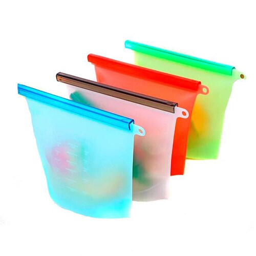 Bolsa de Silicon Grado Alimenticio para Almacenaje de Hasta 1 Litro, Con Pinza Cierre Fácil