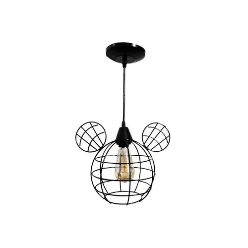 Lampara Metálica Minimalista Colgante Decorativa Color Negro Brillante Orejas de Ratón Con Cable de 50 CM Y Foco Vintage De Regalo