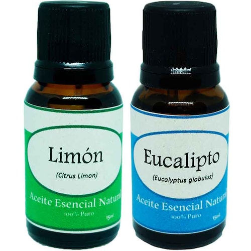 Limon y Eucalipto Aceite Esencial Natural Difusor 2 Frascos Kit Krisamex