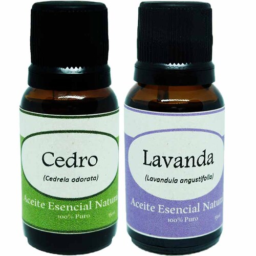 Cedro y Lavanda Aceite Esencial Natural Difusor 2 Frascos Aromaterapia Krisamex