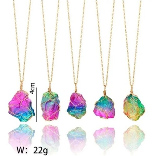 Collar De Cuarzo Chakras Arcoiris Buena Suerte Pierda Regalo