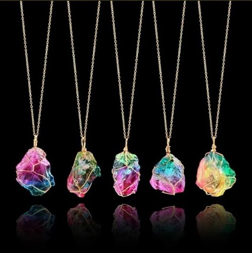 Collar De Cuarzo Chakras Arcoiris Buena Suerte Pierda Regalo