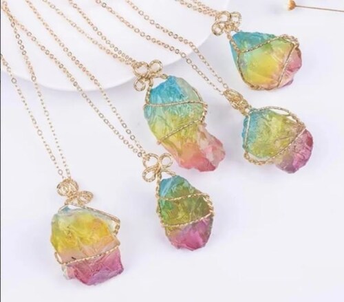 Collar De Cuarzo Chakras Arcoiris Buena Suerte Pierda Regalo