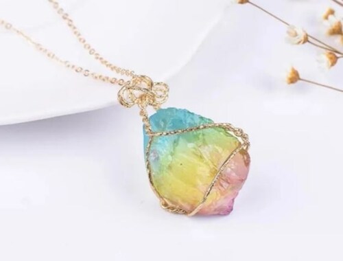 Collar De Cuarzo Chakras Arcoiris Buena Suerte Pierda Regalo