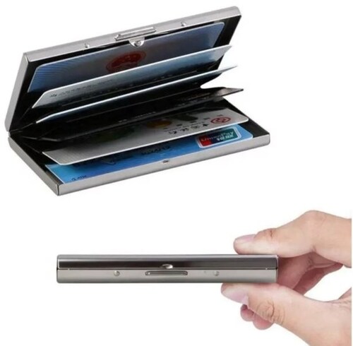 Tarjetero Metal Acero Inoxidable Cartera Credito Anti Rfid
