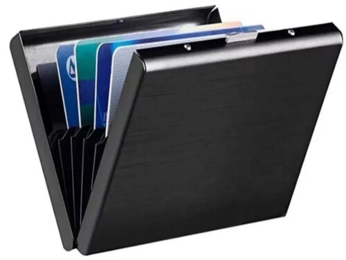 Tarjetero Metal Acero Inoxidable Cartera Credito Anti Rfid